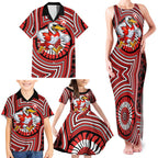 Sydney Swans Family Matching Tank Maxi Dress and Hawaiian Shirt Indigenous Monochrome Dot Art Mascot Style
