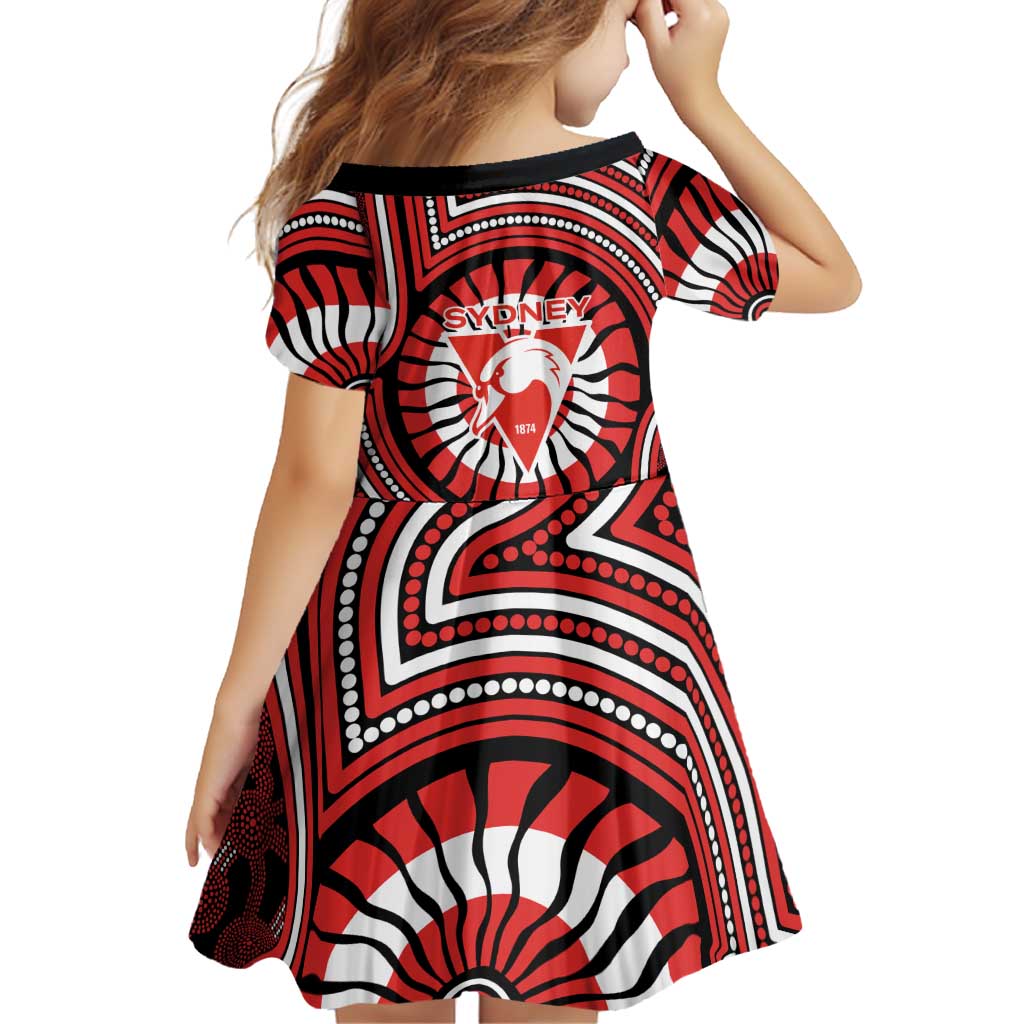 Sydney Swans Family Matching Tank Maxi Dress and Hawaiian Shirt Indigenous Monochrome Dot Art Mascot Style