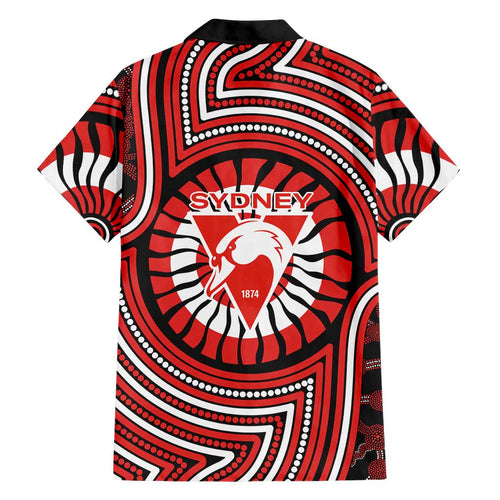 Sydney Swans Family Matching Tank Maxi Dress and Hawaiian Shirt Indigenous Monochrome Dot Art Mascot Style