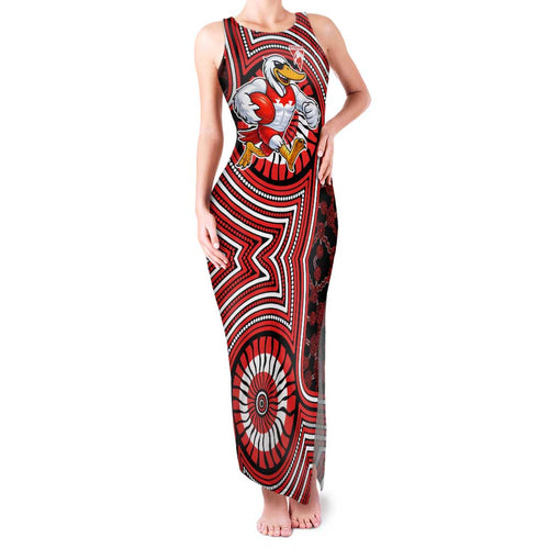 Sydney Swans Family Matching Tank Maxi Dress and Hawaiian Shirt Indigenous Monochrome Dot Art Mascot Style