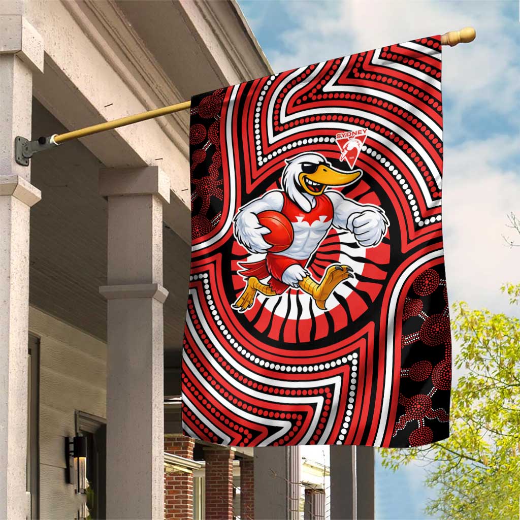 Sydney Swans Garden Flag Indigenous Monochrome Dot Art Mascot Style