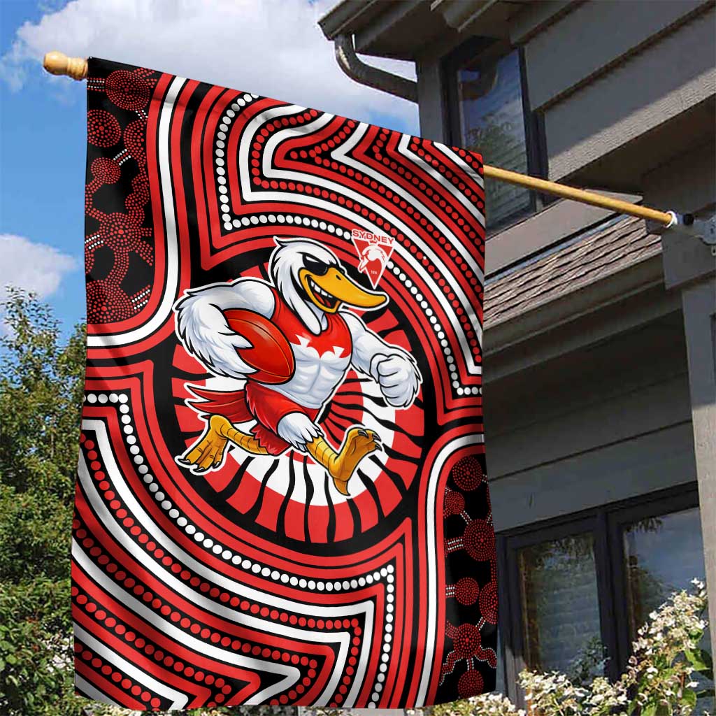 Sydney Swans Garden Flag Indigenous Monochrome Dot Art Mascot Style