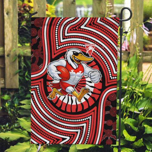 Sydney Swans Garden Flag Indigenous Monochrome Dot Art Mascot Style