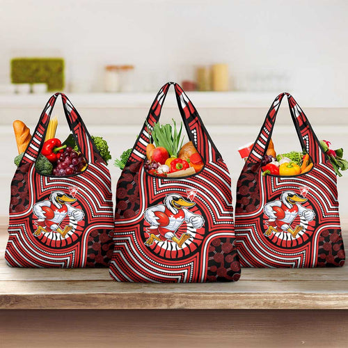 Sydney Swans Grocery Bag Indigenous Monochrome Dot Art Mascot Style