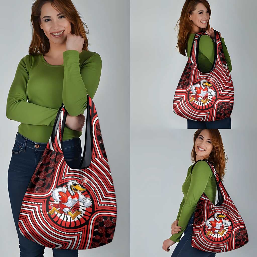Sydney Swans Grocery Bag Indigenous Monochrome Dot Art Mascot Style