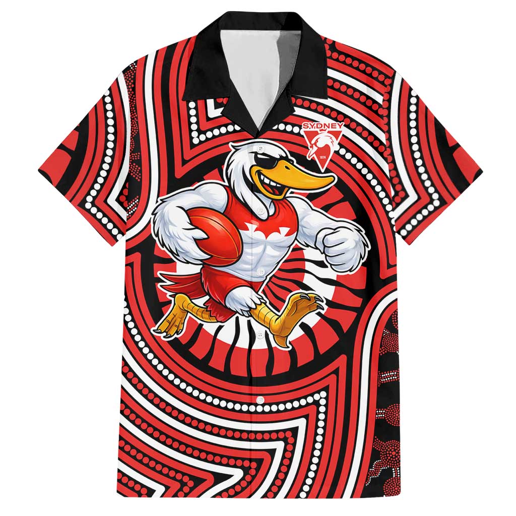 Sydney Swans Hawaiian Shirt Indigenous Monochrome Dot Art Mascot Style