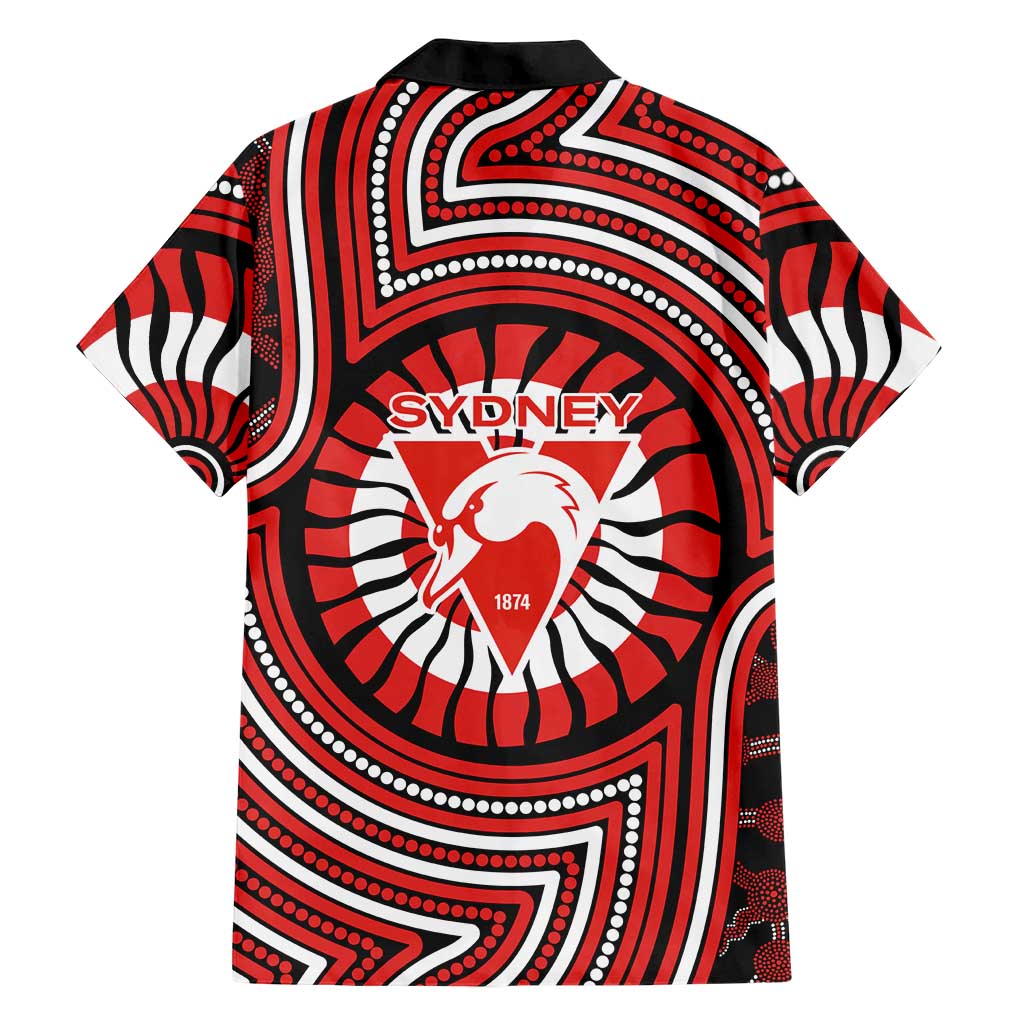 Sydney Swans Hawaiian Shirt Indigenous Monochrome Dot Art Mascot Style