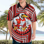 Sydney Swans Hawaiian Shirt Indigenous Monochrome Dot Art Mascot Style