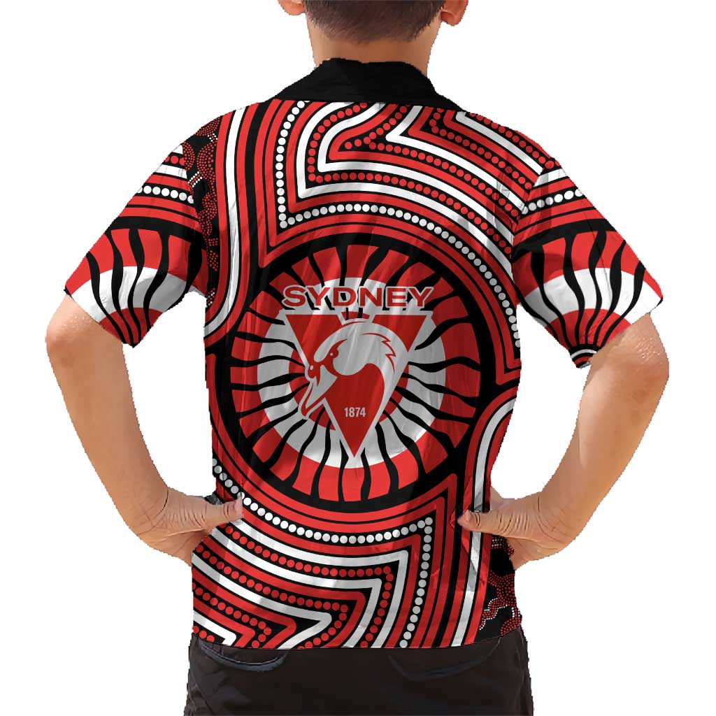 Sydney Swans Hawaiian Shirt Indigenous Monochrome Dot Art Mascot Style