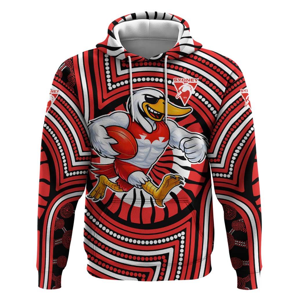 Sydney Swans Hoodie Indigenous Monochrome Dot Art Mascot Style