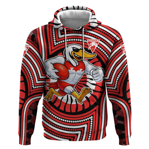 Sydney Swans Hoodie Indigenous Monochrome Dot Art Mascot Style