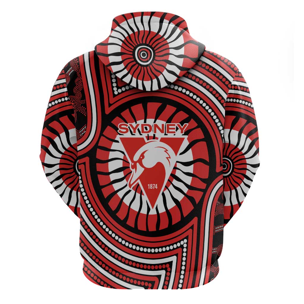 Sydney Swans Hoodie Indigenous Monochrome Dot Art Mascot Style