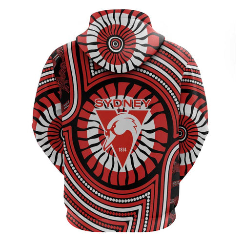 Sydney Swans Hoodie Indigenous Monochrome Dot Art Mascot Style