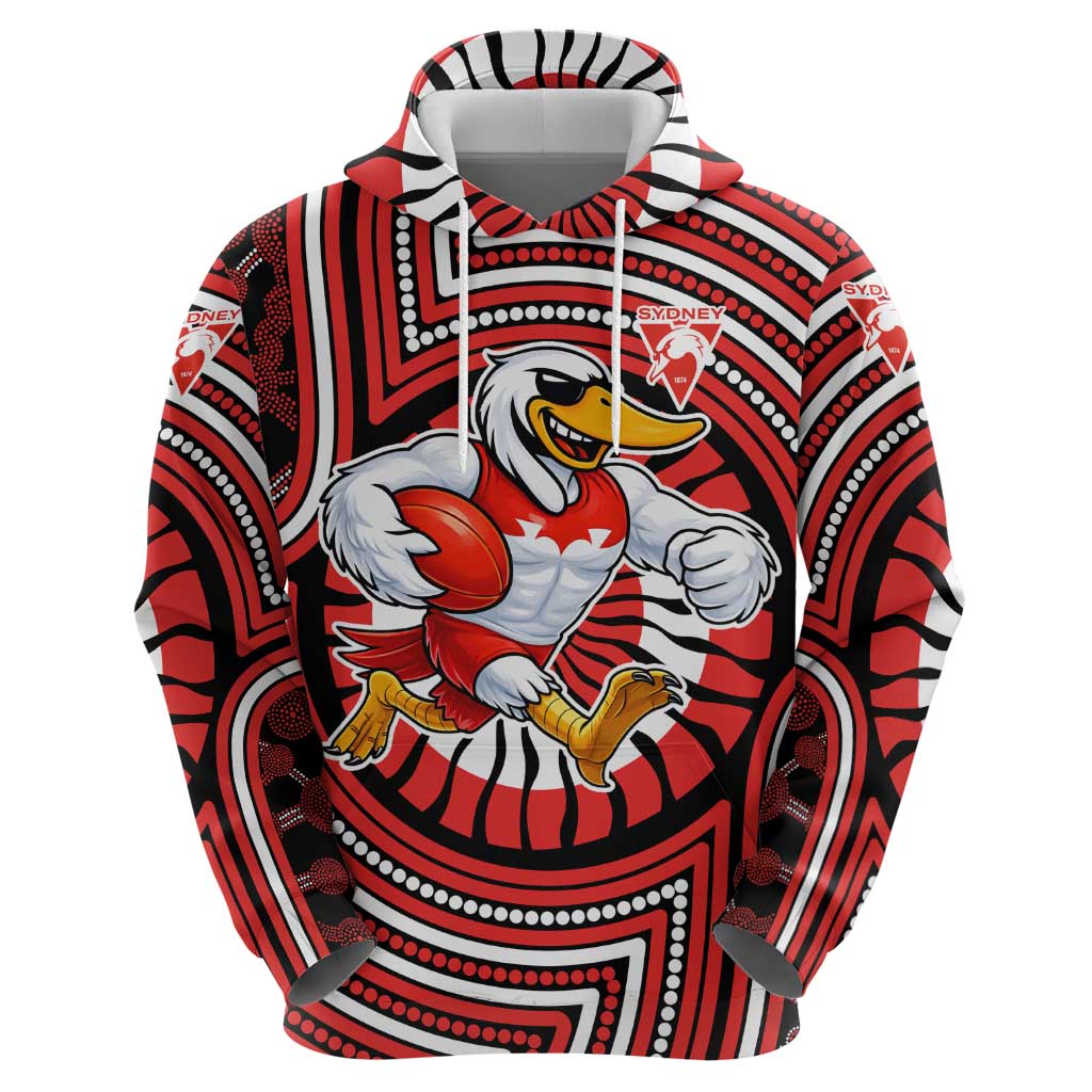 Sydney Swans Hoodie Indigenous Monochrome Dot Art Mascot Style