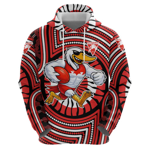 Sydney Swans Hoodie Indigenous Monochrome Dot Art Mascot Style