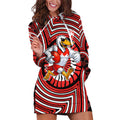Sydney Swans Hoodie Dress Indigenous Monochrome Dot Art Mascot Style