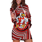 Sydney Swans Hoodie Dress Indigenous Monochrome Dot Art Mascot Style