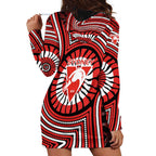 Sydney Swans Hoodie Dress Indigenous Monochrome Dot Art Mascot Style