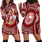 Sydney Swans Hoodie Dress Indigenous Monochrome Dot Art Mascot Style