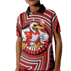 Sydney Swans Kid Polo Shirt Indigenous Monochrome Dot Art Mascot Style