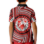 Sydney Swans Kid Polo Shirt Indigenous Monochrome Dot Art Mascot Style