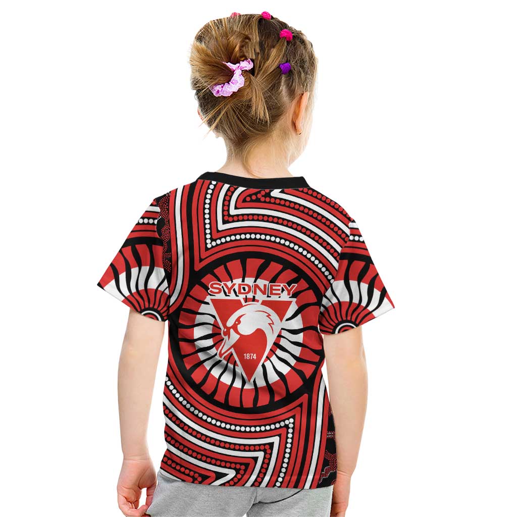 Sydney Swans Kid T Shirt Indigenous Monochrome Dot Art Mascot Style