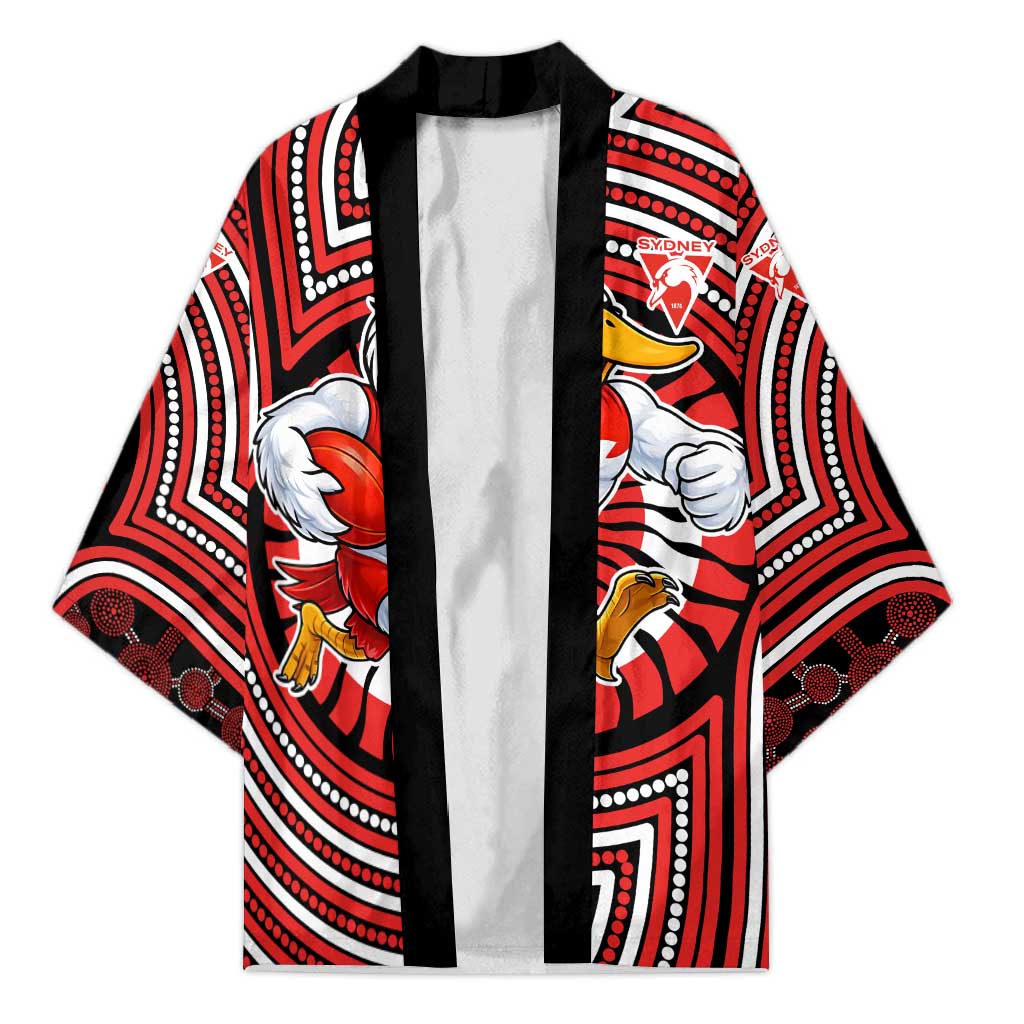Sydney Swans Kimono Indigenous Monochrome Dot Art Mascot Style