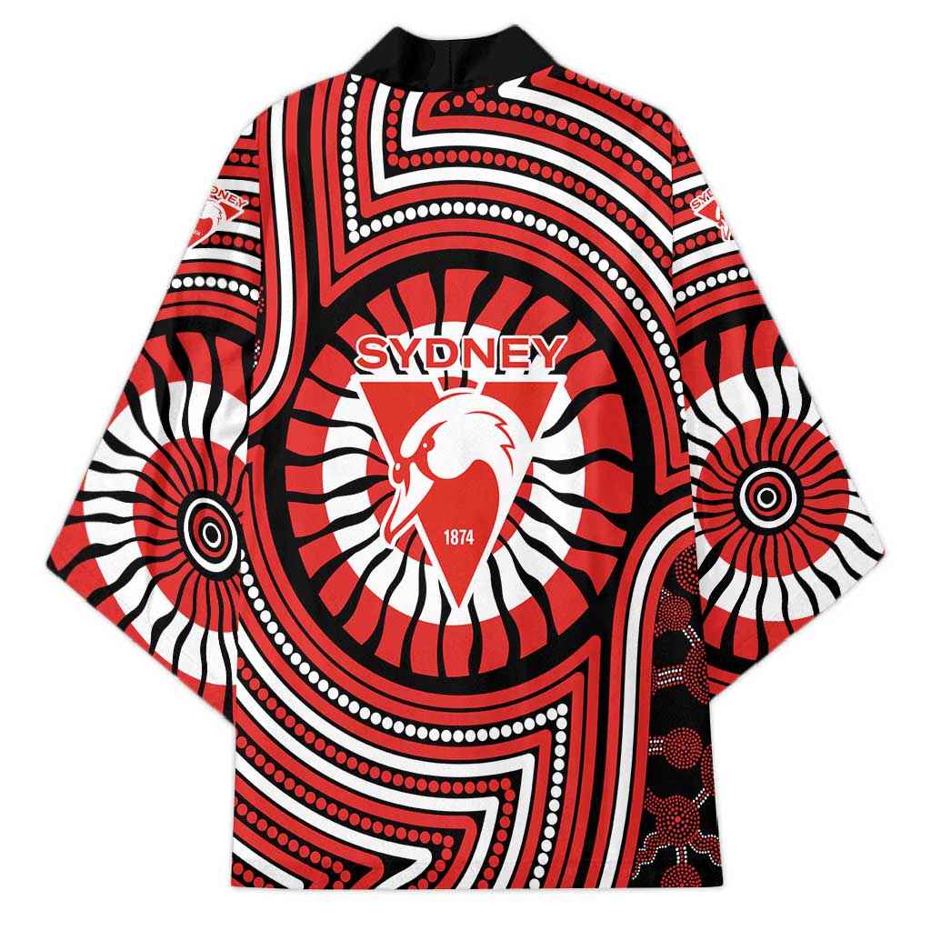 Sydney Swans Kimono Indigenous Monochrome Dot Art Mascot Style