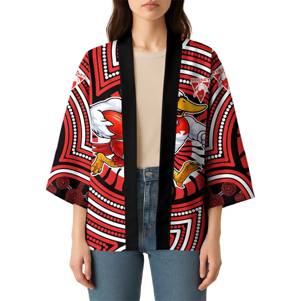 Sydney Swans Kimono Indigenous Monochrome Dot Art Mascot Style