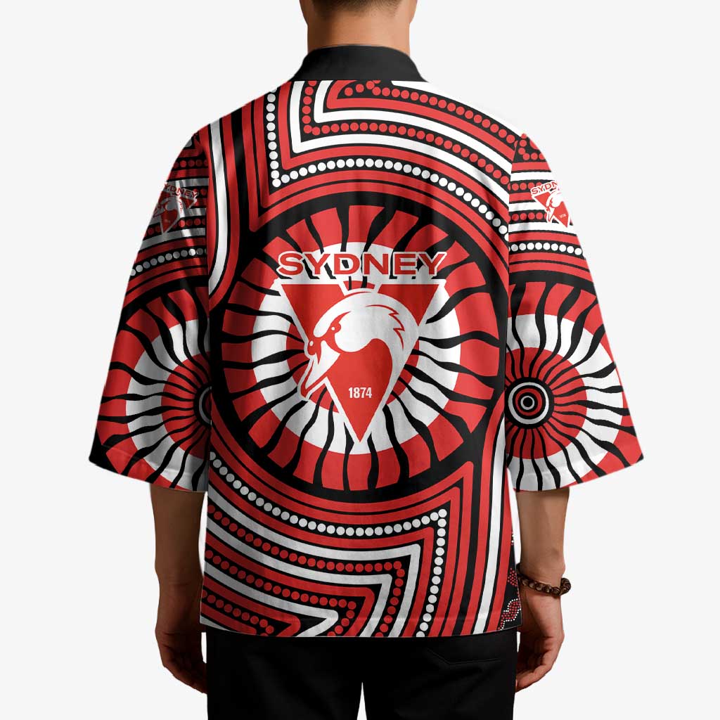 Sydney Swans Kimono Indigenous Monochrome Dot Art Mascot Style