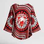 Sydney Swans Kimono Sleeve Blouse Indigenous Monochrome Dot Art Mascot Style