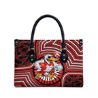 Sydney Swans Leather Bag Indigenous Monochrome Dot Art Mascot Style