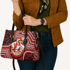 Sydney Swans Leather Bag Indigenous Monochrome Dot Art Mascot Style