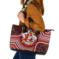 Sydney Swans Leather Tote Bag Indigenous Monochrome Dot Art Mascot Style