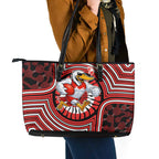 Sydney Swans Leather Tote Bag Indigenous Monochrome Dot Art Mascot Style