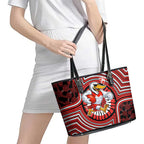 Sydney Swans Leather Tote Bag Indigenous Monochrome Dot Art Mascot Style
