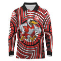 Sydney Swans Long Sleeve Polo Shirt Indigenous Monochrome Dot Art Mascot Style