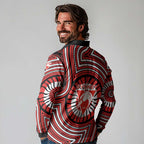 Sydney Swans Long Sleeve Polo Shirt Indigenous Monochrome Dot Art Mascot Style
