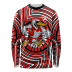 Sydney Swans Long Sleeve Shirt Indigenous Monochrome Dot Art Mascot Style
