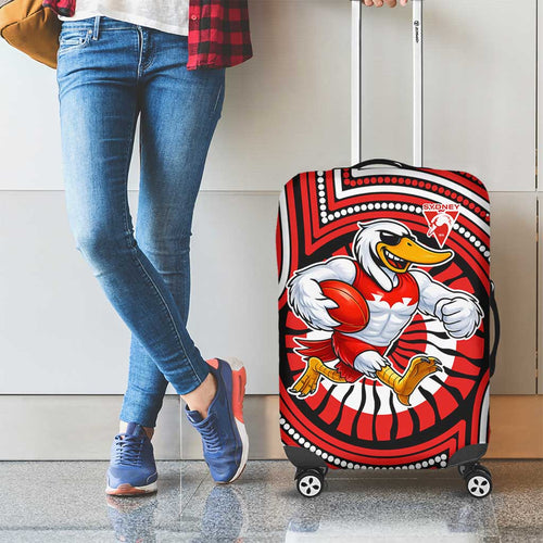 Sydney Swans Luggage Cover Indigenous Monochrome Dot Art Mascot Style