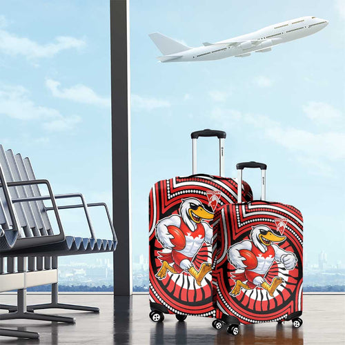 Sydney Swans Luggage Cover Indigenous Monochrome Dot Art Mascot Style