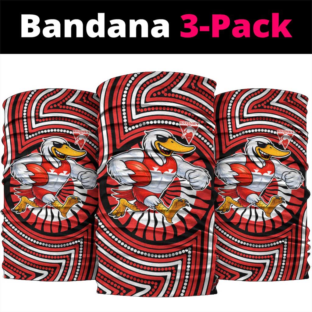 Sydney Swans Neck Gaiter Indigenous Monochrome Dot Art Mascot Style