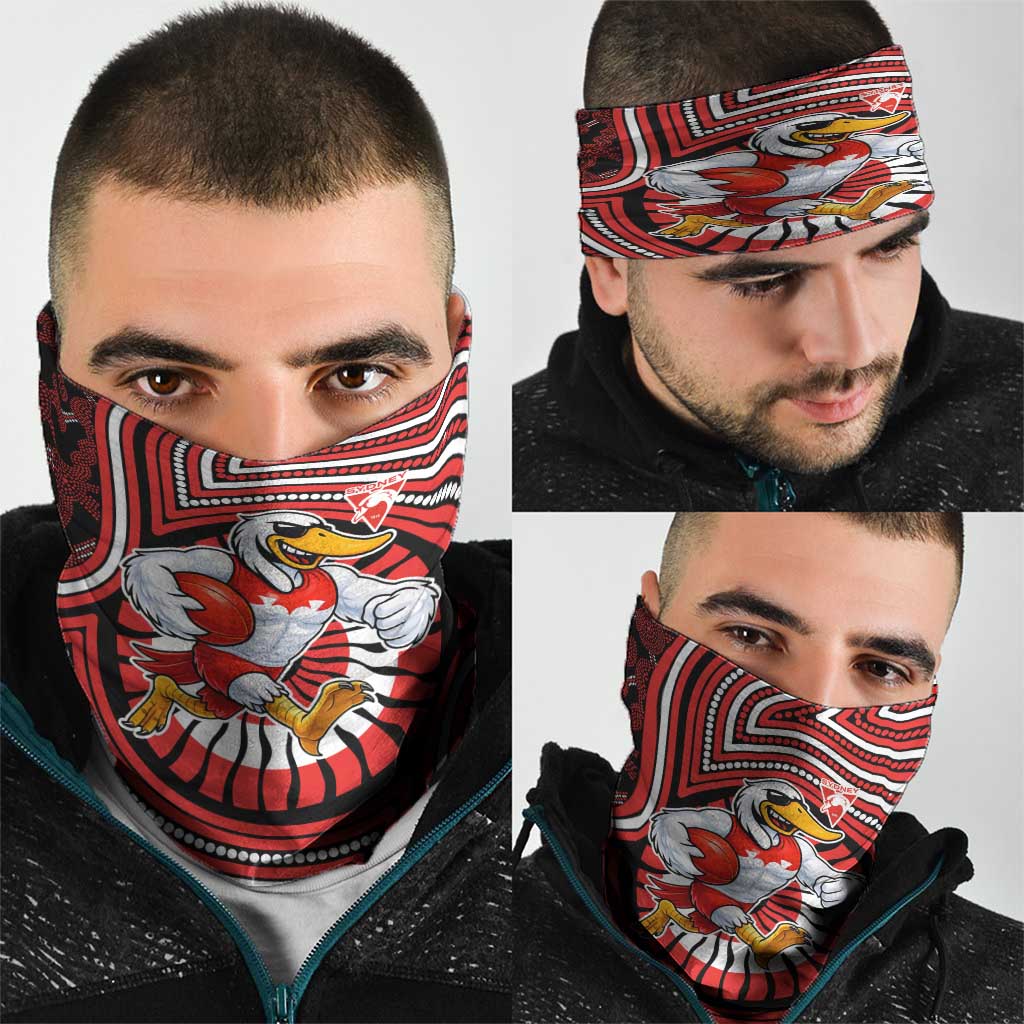 Sydney Swans Neck Gaiter Indigenous Monochrome Dot Art Mascot Style