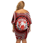 Sydney Swans Off Shoulder Short Dress Indigenous Monochrome Dot Art Mascot Style