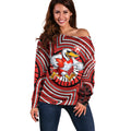 Sydney Swans Off Shoulder Sweater Indigenous Monochrome Dot Art Mascot Style