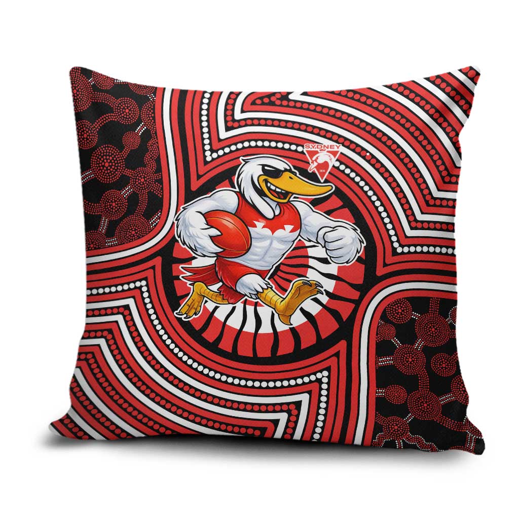 Sydney Swans Pillow Cover Indigenous Monochrome Dot Art Mascot Style