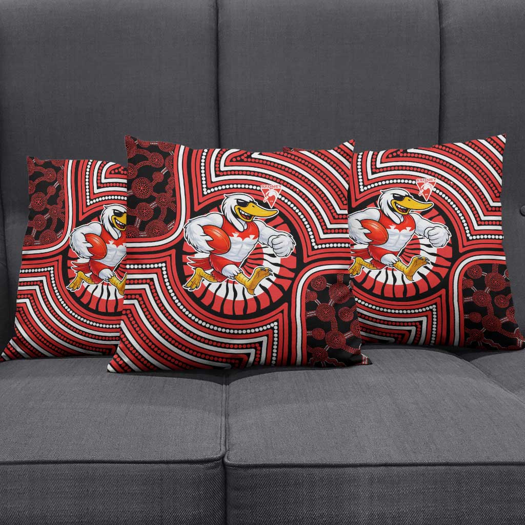 Sydney Swans Pillow Cover Indigenous Monochrome Dot Art Mascot Style
