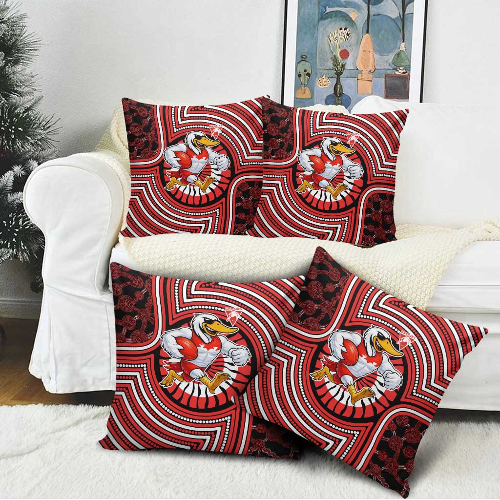 Sydney Swans Pillow Cover Indigenous Monochrome Dot Art Mascot Style