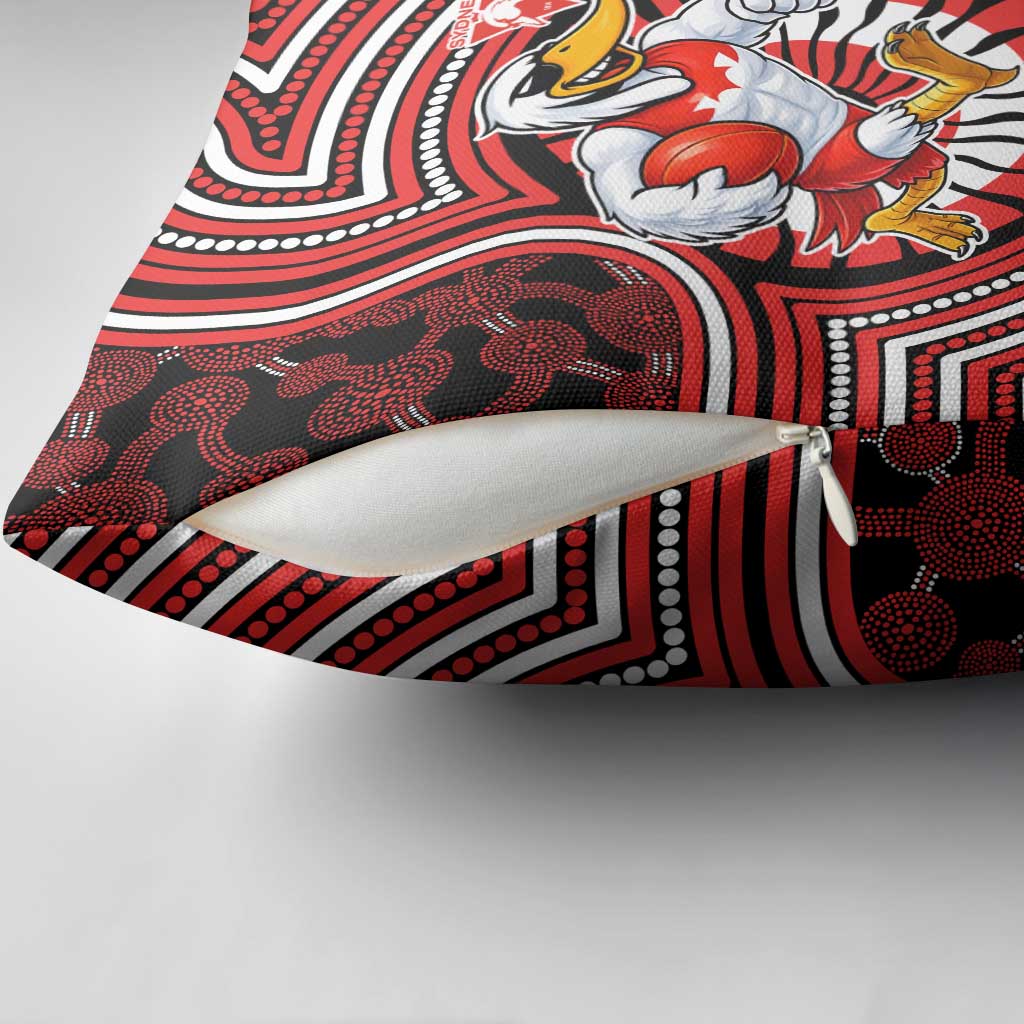 Sydney Swans Pillow Cover Indigenous Monochrome Dot Art Mascot Style