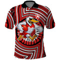 Sydney Swans Polo Shirt Indigenous Monochrome Dot Art Mascot Style